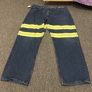 Red Kap Reflective Enhanced Visibility Work Dark Blue Jeans Men's Size 42 37